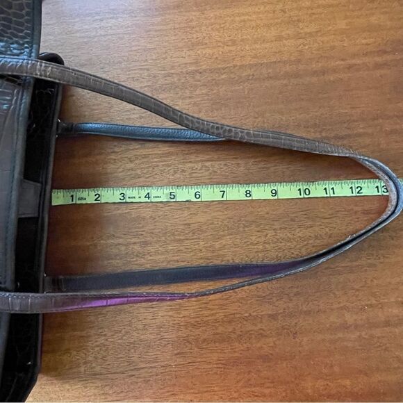 Vintage Brighton Croc Embossed Pattern Leather Shoulder Purse Brown Burgundy - Picture 14 of 15